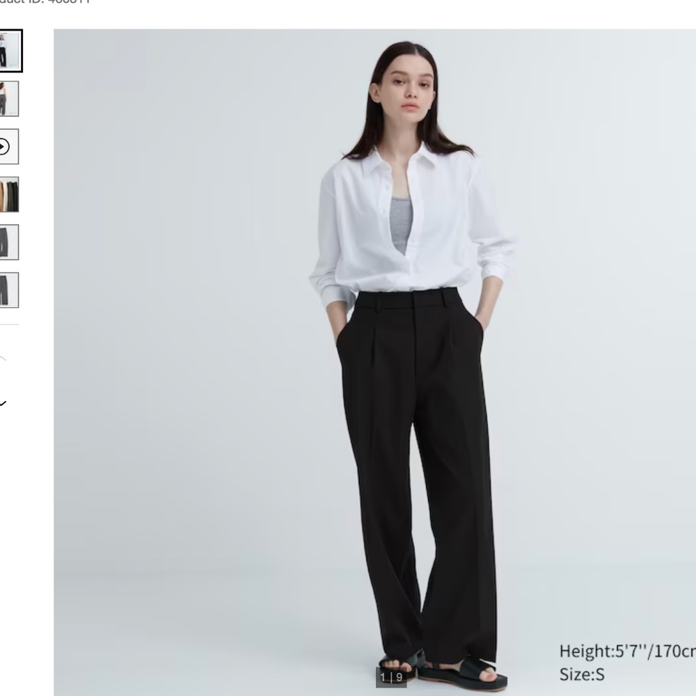 Wide-Fit Pleated Pants in Black